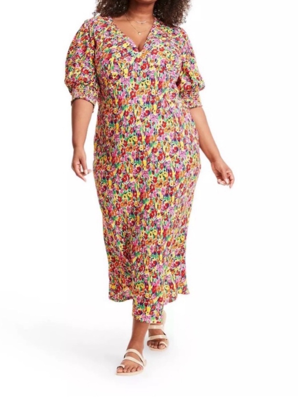 RIXO Multicolor Floral Midi Dress